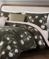 Bebejan Jasmine Flowers Bedding 200 Thread Count 100% Cotton Sateen 5 Piece King Size Reversible Comforter Set