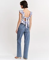 En Saison Women's Odessa Printed Ruffled Sleeveless Top