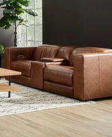Flexsteel Austin 84" Chestnut Leather Power Reclining Loveseat with Console