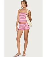 Edikted Women's Nola Striped Textured Knit Strapless Top