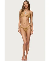 Edikted Womens Gilda Faux Suede Bikini Bottoms