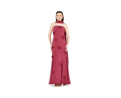 Amri Floral Applique Strapless Mermaid Gown