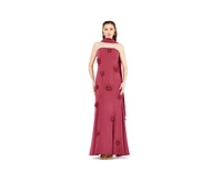 Amri Floral Applique Strapless Mermaid Gown