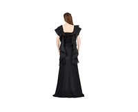 Amri Women's Cascading Sleeves Gown with Embellished Neckline