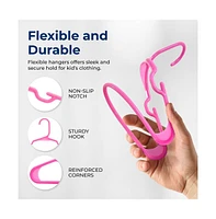 SereneLife 60 Pcs. Non-Slip Plastic Kids Hangers - Durable and Space-Saving Closet Organizers for Infants, Toddlers, and Kids' Clothing (Pink