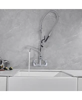 Greenspring Commercial Restaurant Pull Down 2-Handle Wall Mount Pre-Rinse Spray Utility Kitchen Faucet in Polished Chrome
