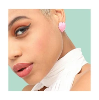 Sohi Women's Green Heart Stud Earrings