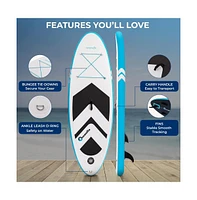 Free-Flow Welded Inflatable Kids Stand-Up Paddle-Board with Single-Action Hand Pump, 3-Shaft Aluminum Paddle (Black)
