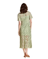 endless rose Women's All Over Lace Short Sleeves Midi Dress