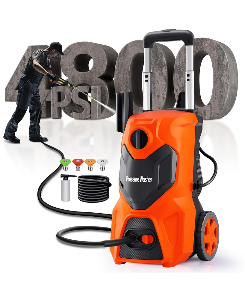 Sugift 4800 Psi 3.2 Gpm Cold Water Electric Pressure Washer with 4 Quick-Connect Nozzles