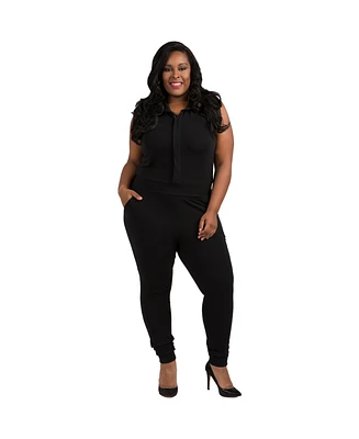 Poetic Justice Plus Sleeveless Collared Jumpsuit