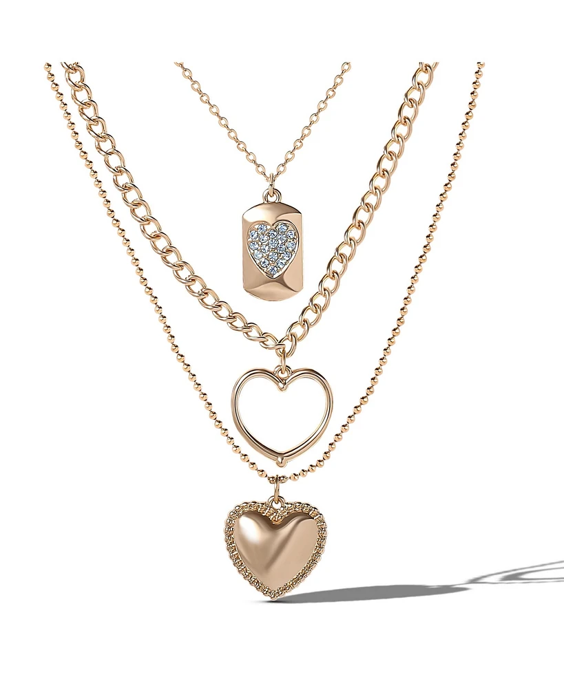 Jessica Simpson Gold-Tone Multi-Charm Heart Layered Necklace Set