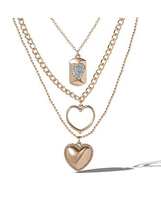Jessica Simpson Gold-Tone Multi-Charm Heart Layered Necklace Set