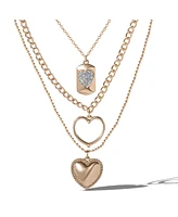 Jessica Simpson Gold-Tone Multi-Charm Heart Layered Necklace Set