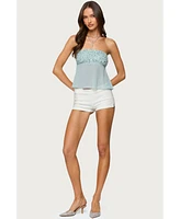 Edikted Women's Beadie Sheer Chiffon Strapless Top
