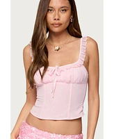 Edikted Women's Wynne Chiffon Ruffle Corset