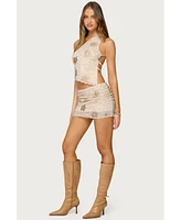 Edikted Womens Astrid Beaded Mini Skirt