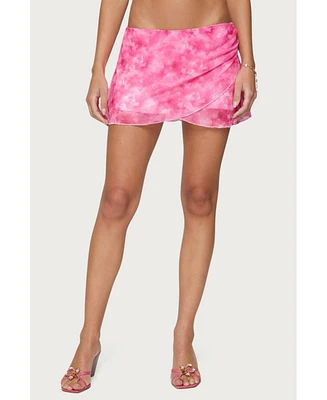 Edikted Women's Tiedye Mesh Layered Mini Skirt