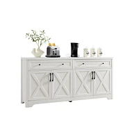 Casainc 61" White Freestanding Base Kitchen Cabinet