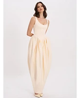 Miss Circle Women's Udana Butter Yellow Drop Waist Tulip Gown