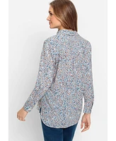 Olsen Women's Cotton Viscose Leopard Print Shirt