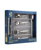 Ornative Anona 42-Pc. Flatware Set with Wire Caddy, Service for 8