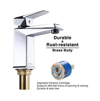 Aquaterior Wall Mount Ceramic Sink with Modern Bathroom Single Handle Faucet Chrome Combo