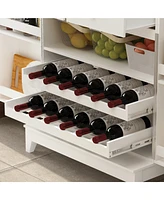 Homsee White 2-door 68.9-inch high multifunctional cabinet, storage cabinet, Pantry (including wine drawer/wine glass holder)