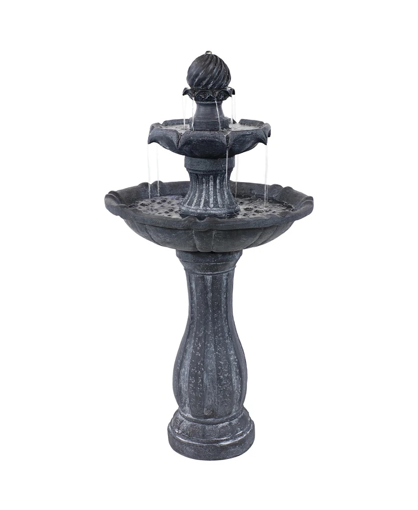 Sunnydaze Decor 45" H Outdoor Arcade 2-Tier Solar Water Fountain with Battery Backup and Led Light