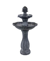 Sunnydaze Decor 45" H Outdoor Arcade 2-Tier Solar Water Fountain with Battery Backup and Led Light