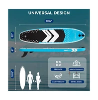 Free-Flow Welded Inflatable Stand-Up Paddle-Board with Led Light, Includes Double-Action Hand Pump (Black)