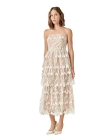 endless rose Women's Strapless Crochet Layered Midi Dress