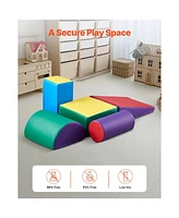 Slickblue Kids 5 Piece Foam Climbing Blocks Set Preschoolers Indoor Play Gym
