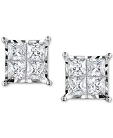 TruMiracle Diamond Princess Quad Stud Earrings (2 ct. t.w.) in 14k White Gold