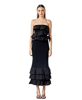 endless rose Women's Mixed Media Strapless Fitted Maxi Dress