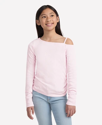 abercrombie kids Girls Asymmetrical Ruched Long Sleeve T-Shirt