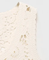 Mango Women's Flowers Crochet Top