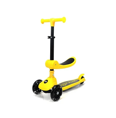 3-Wheel Foldable Kids Scooter - Child Toy Scooter with Built-in Led Wheel Lights, and Easy Maneuvering Lean-to-Steer Technology (Yellow