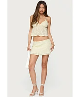 Edikted Women's Leora Textured Floral Mini Skirt