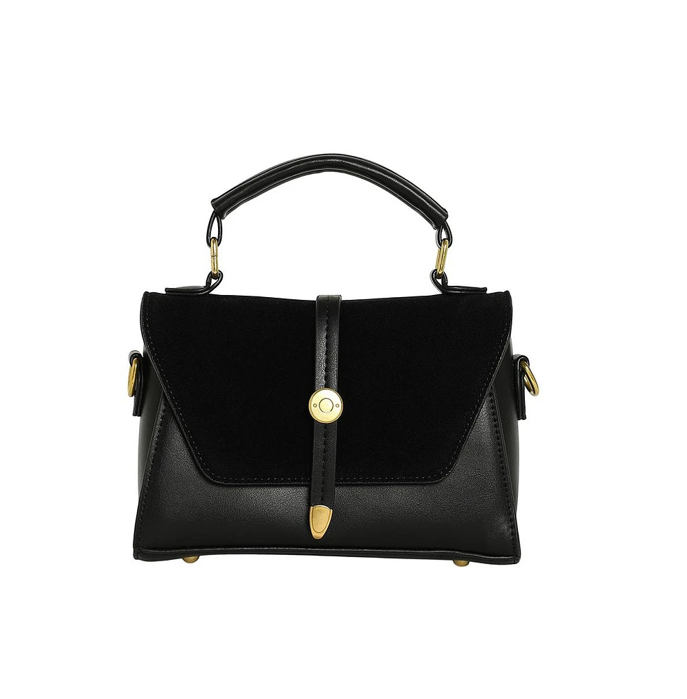 Women's The Aurest Suede-Block Hand Bag - Onyx Black