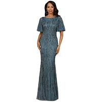 Lara Beaded Gown with Flutter Sleeves