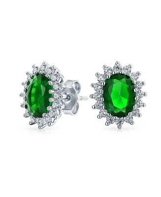 Bling Jewelry 3CT Crown Halo Purple Blue Green Cz Cubic Zirconia Stud Earrings .925 Sterling Silver