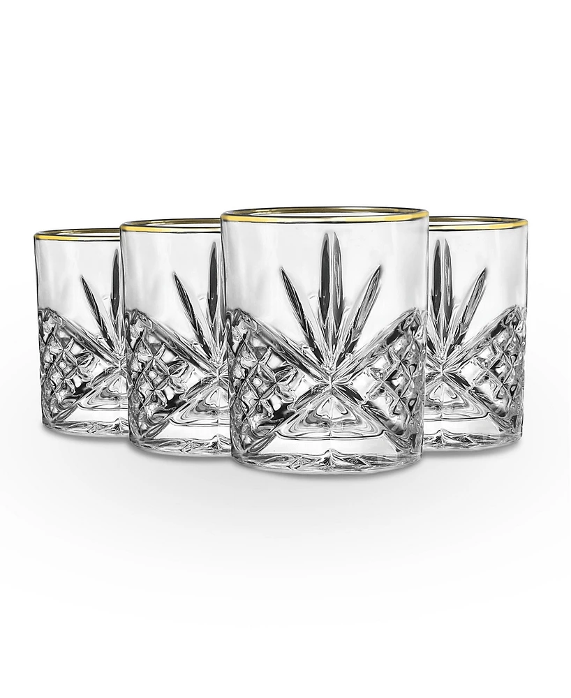 Godinger Dublin Gold Double Old Fashioned Glasses, Set of 4