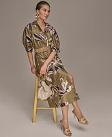 Donna Karan New York Women's Floral-Print A-Line Shirtdress