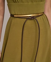 Donna Karan New York Women's Surplice Belted High-Low A-Line Dress