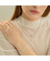 Bearfruit Jewelry Sterling Silver Amelie Simulated Pearl Heart Dangle Necklace