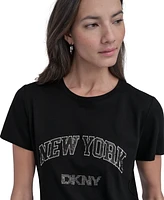 Dkny Jeans Women's New York Rhinestone Logo T-Shirt