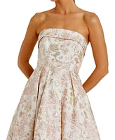 Mac Duggal Women's Strapless Floral Brocade A Line Midi Dress
