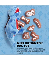 Nocciola 9 in 1 Dinosaur Plush Dog Toys, Christmas gift,Funny Stuffed Dino Puzzle Toy with 8 Fossil-Shaped Squeaky and Crinkle Toys