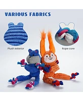 Nocciola 2 Pack Frog & Squirrel Dog Plush Toys, Christmas gift, Interactive Squeaky Tug Dog Toys with Crinkle Paper, Rope Chew Toys for All Breeds